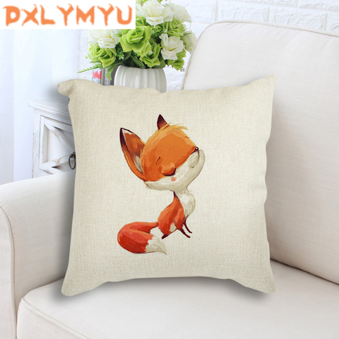 De Fox zorro lindo estampado de conejo ropa de funda de almohada de tiro Fundas de cojín para sofá cintura funda de cojín decorativa funda de cojín de decoración para hogar regalo ► Foto 1/6