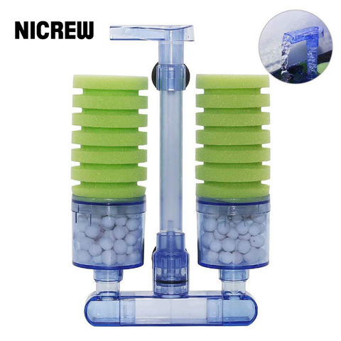 NICREW-filtro de esponja para acuario, Ultra silencioso, pecera, bioquímico filtro esponja, bomba de aire, gota de agua, doble espuma, filtros de esponja ► Foto 1/6