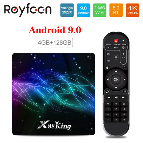 4GB 128G X88 rey Amlogic S922X TV Box Android 9,0 soporte Wifi Dual BT 5,0 1000M 4K 60fps USB3.0 Google Play Youtube 4K Media ► Foto 1/6