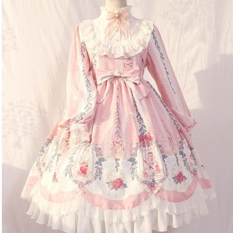 MAGOGO mujeres Kawaii vestido de sirvienta Lolita de manga larga traje suelto nueva flor princesa vestido Original de Navidad caliente ► Foto 1/1