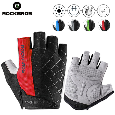 ROCKBROS bicicleta guantes de medio dedo bicicleta guantes a prueba de golpes a prueba Anti-Slip Gel montar en bicicleta guantes Anti Slip ► Foto 1/6