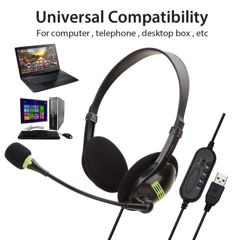 Auriculares USB con micrófono y cancelación de ruido para ordenador, cascos ligeros con cable para PC/ordenador portátil/Mac/escuela/niños ► Foto 1/6