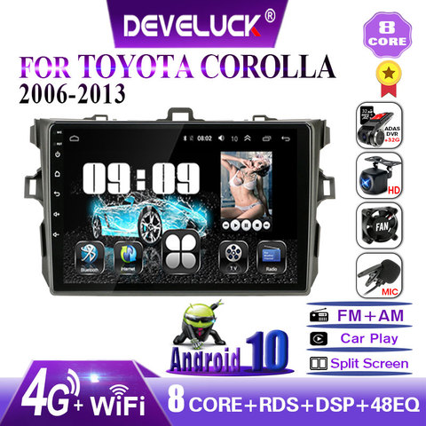 2 Din android10.0 Radio de coche reproductor Multimedia para Toyota Corolla E140/150/2006, 2008, 2009, 2010, 2011, 2012, 2013, 2014, 2015, 2016 RDS ► Foto 1/6