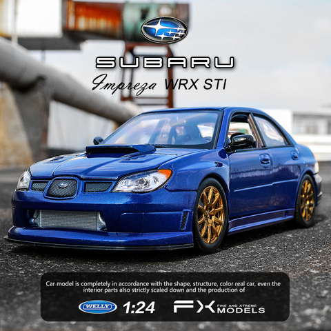 WELLY-Coche en miniatura de aleación Subaru Impreza para niños, juguete de simulación de coche en miniatura, color azul oscuro, 1:24 ► Foto 1/6