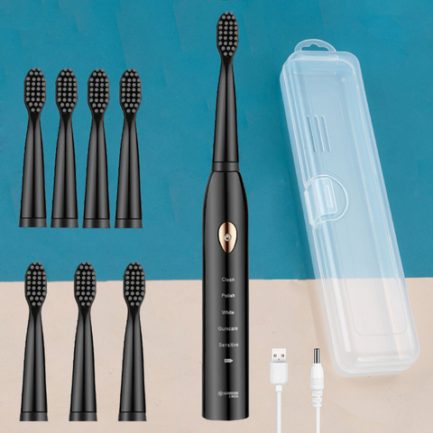 Cepillo de dientes eléctrico para adulto, cepillo de dientes eléctrico ultrasónico, recargable por USB, lavable, para blanqueamiento de dientes ► Foto 1/6