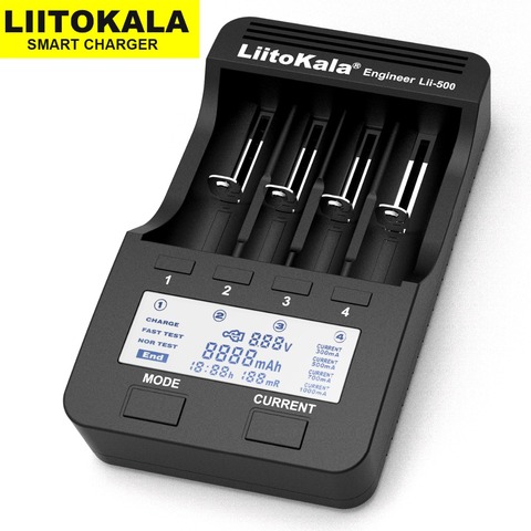 Liitokala-Cargador de pilas, dispositivo de carga de baterías Lii-500, Lii-400, Lii-202, Lii-100, 18650, para 26650, 21700, 17355, 18350, 14500, AA, AAA ► Foto 1/6