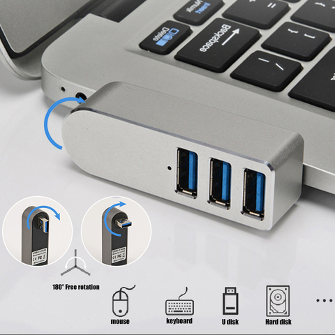 Concentrador de red USB 3,0 inalámbrico 3 en 1 para ordenador portátil, adaptador de PC, concentrador de carga USB, extensión divisor, Dell, Lenovo, HP, accesorios ► Foto 1/6