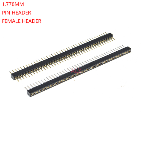 1X40 PIN sola fila hombre mujer PIN cabezal redondo conector de 1.778MM 1X40pin 1*40 40 P 40PIN negro para la placa PCB ► Foto 1/4