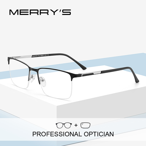 MERRYS-gafas ópticas cuadradas para miopía, lentes de diseño a la moda, graduadas, de medio Marco, estilo de negocios, S2168PG ► Foto 1/6