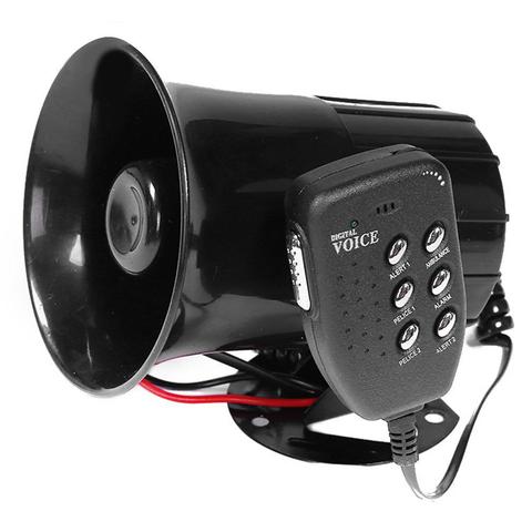 altavoces Megáfono para motocicleta y coche, sirena de policía de 6 tonos, sonido alto, alarma, furgoneta, camión, barco, 100w, 12v, bocina de modificación ► Foto 1/6