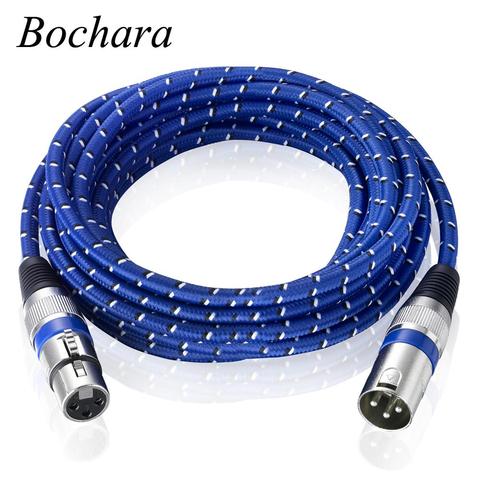 Cable XLR trenzado de nailon Bochara, Cable de extensión macho a hembra de M/F de 3 pines para micrófono mezclador 1m, 1,8 m, 3m, 5m, 10m, 15m, 20m ► Foto 1/6