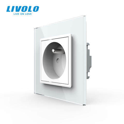 Livolo-Toma de corriente de pared, enchufe conforme al estándar de fabricación de Francia, VL-C7C1FR-11, panel de cristal blanco, CA 100 ~ 250V 16A, sin logotipo ► Foto 1/5