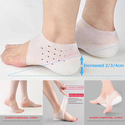 Calcetines de elevación de altura invisibles Unisex, plantillas de silicona para pies, 2CM, 3CM y 4CM, suaves, almohadilla para zapatos, 1 par ► Foto 1/6