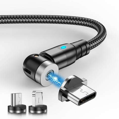 Lovebay-Cable magnético de carga rápida para móvil, Cable Micro USB 540 °, tipo C, para iPhone 11 y teléfonos Android, 2m ► Foto 1/6