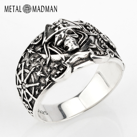 Anillo de calavera para hombre, joya de esqueleto de plata esterlina 925, ancla pirata, motorista, Punk, estilo gótico, joyería de fiesta ► Foto 1/4