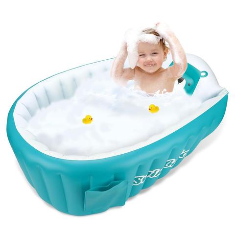 Silla de bañera inflable con oso para bebé, Asiento de baño infantil, piscina antideslizante, lavabo de ducha plegable portátil ► Foto 1/6