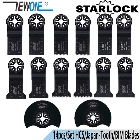 NEWONE-hojas de sierra para cortar madera, metal, plástico y cola, 14 unidades/juego HCS/Japan-tooth/bi-metal Starlock, herramienta oscilante ► Foto 1/6