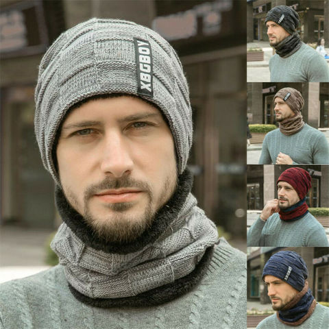 Pasamontañas de lana gruesa de punto para hombres, gorro de