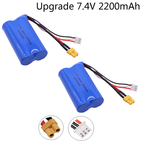 2 unids/lote 18650 li-ion batería para Huina 580550 583 582 coche RC piezas de repuesto de drones de actualización de 7,4 V 2200mAh con XT30 enchufe de la batería lipo ► Foto 1/6