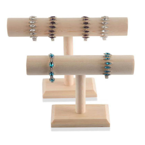 Cadena de pulsera de madera dura portátil, estante de barra en T, soporte para presentación de joyería para brazalete, reloj, collar, organizador para el hogar, escaparate ► Foto 1/5