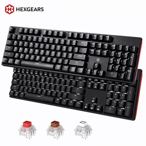 HEXGEARS-Teclado mecánico GK705, interruptor de intercambio en caliente, 104 teclas, RU/US, resistente al agua, cable de juegos por cable, antighosting, retroiluminado para PC ► Foto 1/6