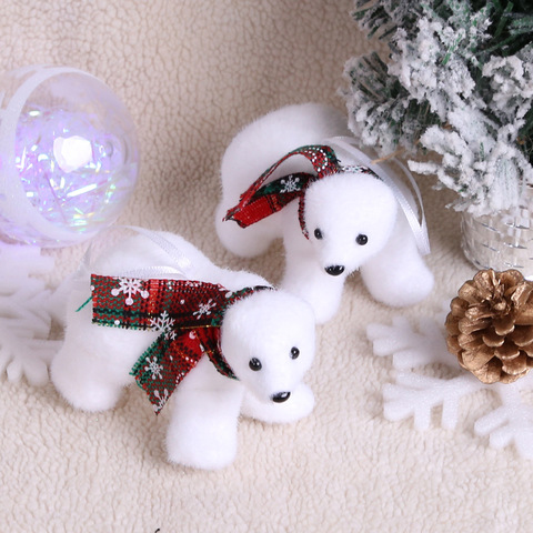 Lote de 2 unidades de decoraciones para árboles de Navidad, muñeco de Oso Blanco, adornos de decoración de Año Nuevo, regalo de Navidad, adornos navideños para el hogar ► Foto 1/6