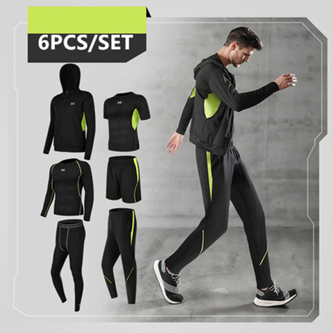 Secado rápido corriendo hombres 6 unids/set mallas de deporte ropa de compresión chándales gimnasio ropa deportiva de baloncesto Jogging ropa interior ► Foto 1/6