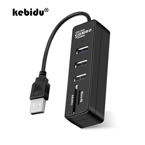 Kebidu-concentrador multipuerto USB 2,0, accesorio divisor de 3 puertos, lector de tarjetas USB todo en uno para SD/TF para ordenador portátil ► Foto 1/6