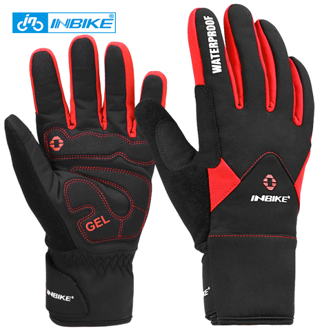 INBIKE invierno ciclismo guantes dedo completo térmica bicicleta guantes a prueba de viento guantes caliente al aire libre de esquí y escalada hombres guantes de la bicicleta ► Foto 1/6