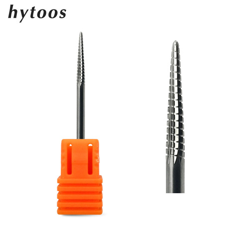 HYTOOS-brocas de carburo de cono para uñas, broca para limpieza de cutículas de 3/32 