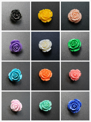 Cuentas de Rosa artificiales para fabricación de joyas, cabujones de Coral de 12mm y 15mm, varios colores ► Foto 1/6