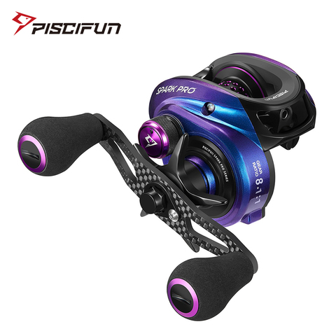 Carrete Piscifun Spark Pro Baitcasting, 11 + 1 rodamientos de bolas apantallados, arrastre de fibra de carbono de 7,5 KG, carrete de pesca de bajo perfil ► Foto 1/6