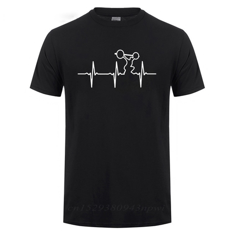 Camiseta Heratbeat Of Weightlifter para hombre, regalo de cumpleaños divertido para papá, padre, marido, Gymer, Fitness, culturismo, camiseta de Crossfit ► Foto 1/6