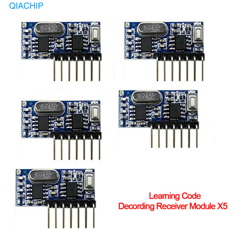 QIACHIP-Interruptor de Control remoto inalámbrico, 5 uds., 433Mhz, 4 canales, relé RF, EV1527, módulo de aprendizaje de codificación para receptor de relé de luz, Kit Diy ► Foto 1/6