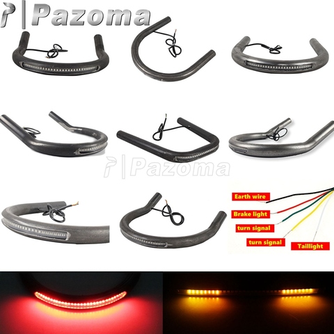 Aro de bastidor trasero para motocicleta, luz LED de freno, giro, para Honda, CB, CD, Yamaha, XS, Suzuki GS, 7/8 