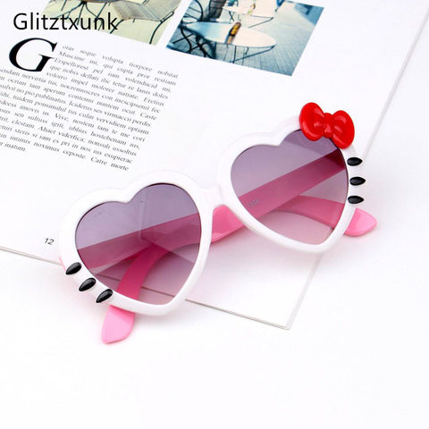 Glitztxunk nuevos niños gafas de sol amor corazón niños niñas Arco-Nudo gafas Babya lindo gatito lindo EyewearUV400 ► Foto 1/6