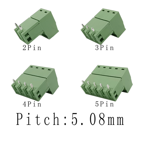 2EDG 5,08mm PCB en ángulo recto Bloque de terminales de tornillo enchufe conector de cable Pin ángulo recto 5,08mm Header hembra 2P 3P 4P 5 Pin ► Foto 1/6