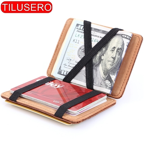 Cartera ultradelgada a la moda para hombre, cartera mágica Ultra fino corto, monedero con pinza para tarjetas y efectivo ► Foto 1/6
