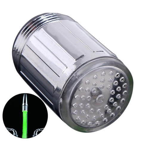 Grifo de agua con luz LED que cambia de brillo para cocina, grifo de ducha luminoso, cabezal de boquilla, luz de baño, ahorro de agua, novedad, 15mm ► Foto 1/6