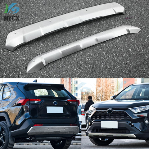 2 uds para Toyota RAV4 Rav 4 2022-2022 delantero trasero placa de deslizamiento de acero inoxidable parachoques guardias y placa de parachoques trasera Protector ► Foto 1/5