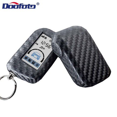 Funda de fibra de carbono para llave de coche, carcasa Fob para Starline A93, A63, A36, A39, A66, A96, alarma de 2 vías, cubierta de silicona con Control remoto LCD ► Foto 1/6