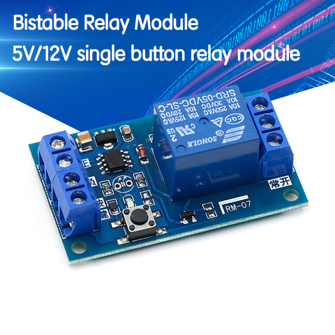 Módulo de relé biestable 5V/12V botón módulo de relé una llave Modificación de coche a-auto bloqueo MODIFICACIÓN DE COCHE interruptor ► Foto 1/6