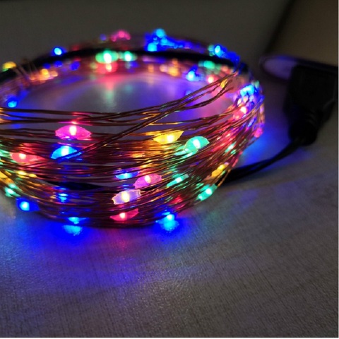 LED USB 5M 10M lámpara garland de alambre de cobre flexible lámpara festiva de Navidad Cordón de iluminación para decoración Decoración Para estantería Luz ► Foto 1/6