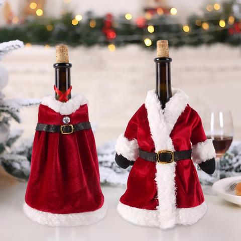 QIFU-conjunto navideño para botellas de vino de decoración navideña para el hogar ► Foto 1/6