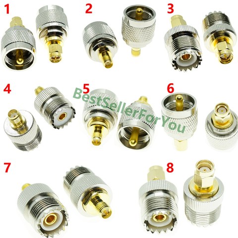 Adaptador conector de RF UHF PL259 macho SO239 hembra a SMA RPSMA macho hembra, Kit convertidor ► Foto 1/1