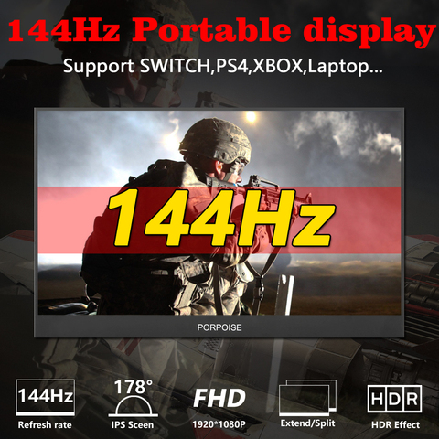 Pantalla portátil multifunción de alta definición, pantalla de monitoreo extendido de 17,3 p de 144 pulgadas, 178Hz, IPS, 1080 °, HDMI ► Foto 1/6