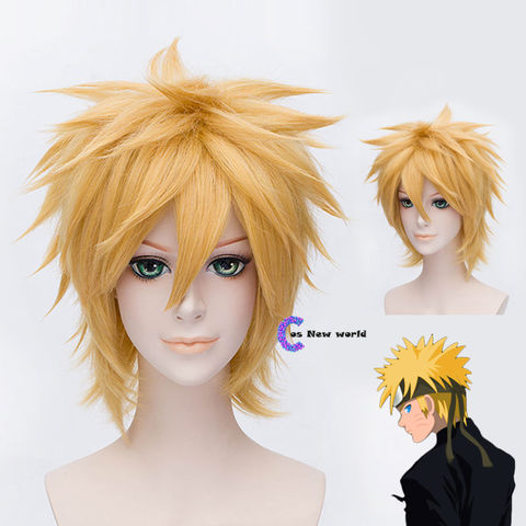 Uzumaki-Peluca de cabello sintético de Naruto, pelo corto y Rubio peludo en capas, resistente al calor, Cosplay del pelo, 2022 ► Foto 1/6