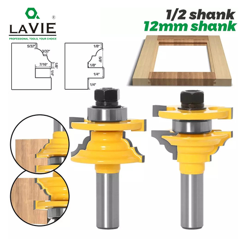 Carril de esquina redonda para puerta de carpintería, vástago de 12mm y 1/2 pulgadas, fresa de espiga para herramientas de carpintería de madera, 2 uds. ► Foto 1/6