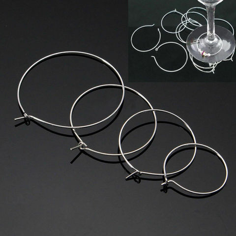 Anillos chapados en plata para copa de vino, aros de alambre para bebidas, rotuladores de 20mm-35mm, 100 Uds. ► Foto 1/6