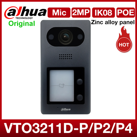 Dahua-intercomunicador VTO3211D-P/P2/P4-S1, Timbre de vídeo HD de 2MP, aplicación remota de teléfono, micrófono IP, 1/2/4 botones, estación exterior para Villa ► Foto 1/6